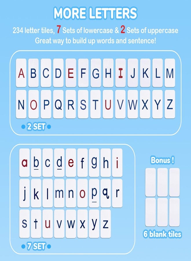 JoyCat Classroom Magnetic Letter Tiles for Phonics and Spelling-JoyCat 234 Foam Alphabet Tiles Magnetic Letters with Double-Side Magnet Board and Compartment Storage Case - Image 2